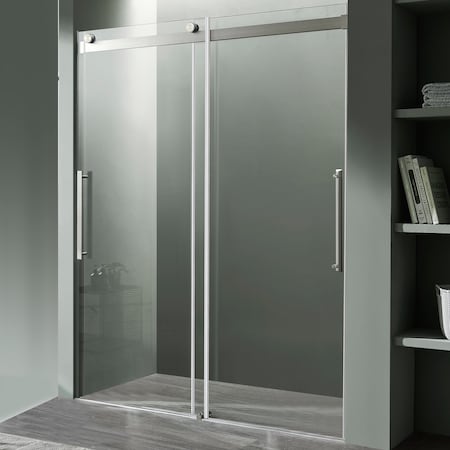 Anzzi Stellar Series 48 in. x 76 in. Frameless Shower Door - Brushed Nickel SD-FRLS05901BN